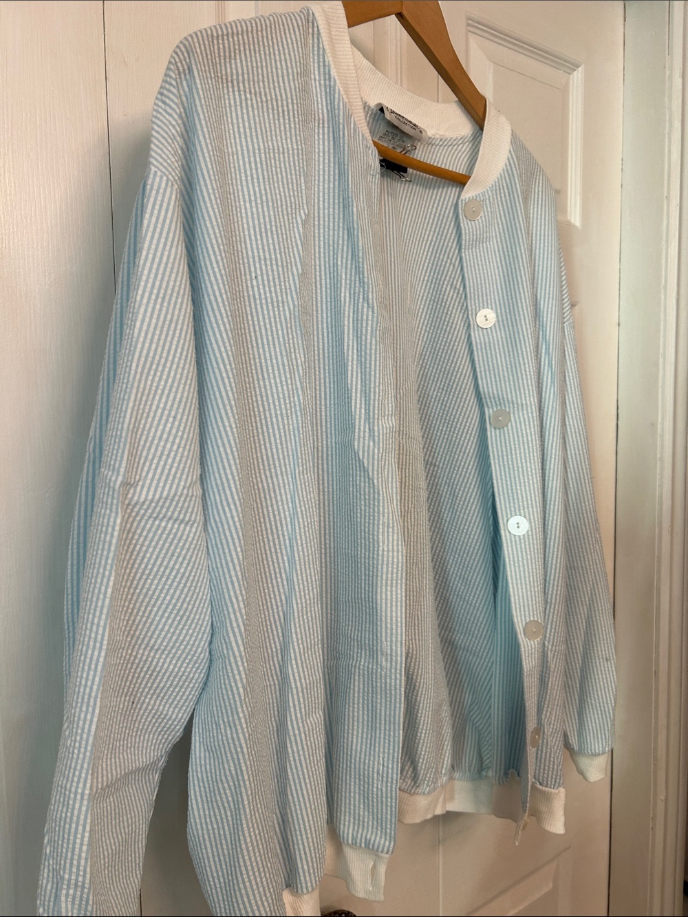 Seersucker jacket, light blue/white strip